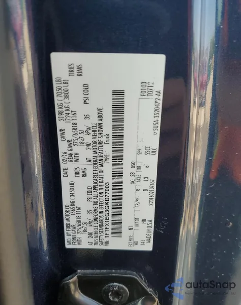 2016 Ford F150 Super Cab from USA, damaged, VIN 1FTFX1EG3GKD77003